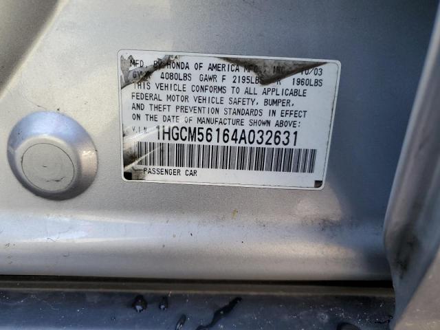 1HGCM56164A032631 - 2004 HONDA ACCORD DX GRAY photo 12