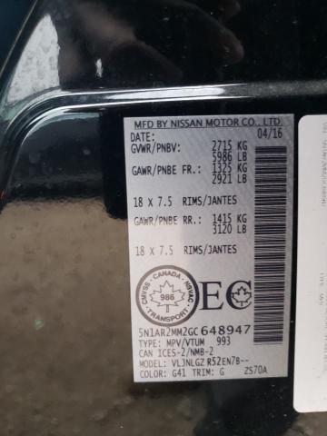 5N1AR2MM2GC648947 - 2016 NISSAN PATHFINDER S Negro foto 13