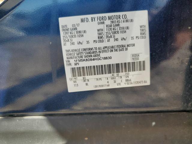 1FM5K8D84HGC18830 - 2017 FORD EXPLORER XLT Mavi foto 13