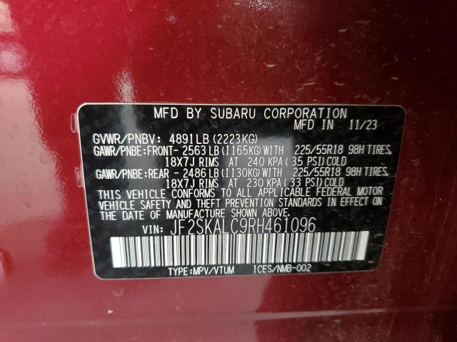 JF2SKALC9RH461096 - 2024 SUBARU FORESTER LIMITED Qırmızı foto 13