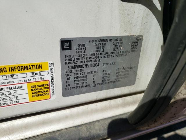 5GAKVBKD7EJ138904 - 2014 BUICK ENCLAVE 白色 照片 13