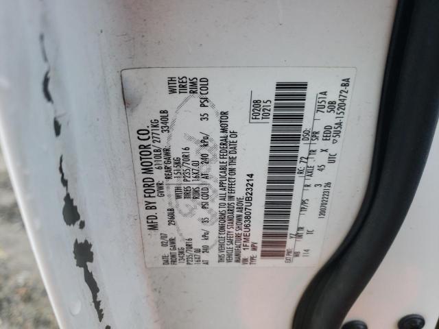 1FMEU63807UB23214 - 2007 FORD EXPLORER XLT WHITE photo 14