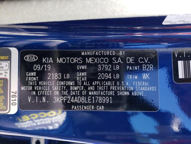 3KPF24AD8LE178991 - 2020 KIA FORTE FE 蓝色 照片 12