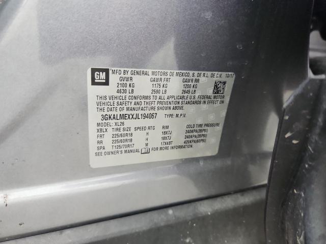 3GKALMEXXJL194067 - 2018 GMC TERRAIN SLE Մոխրագույն լուսանկար 13