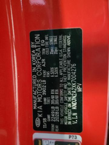 KNDJN2A2XK7004276 - 2019 KIA SOUL RED photo 13