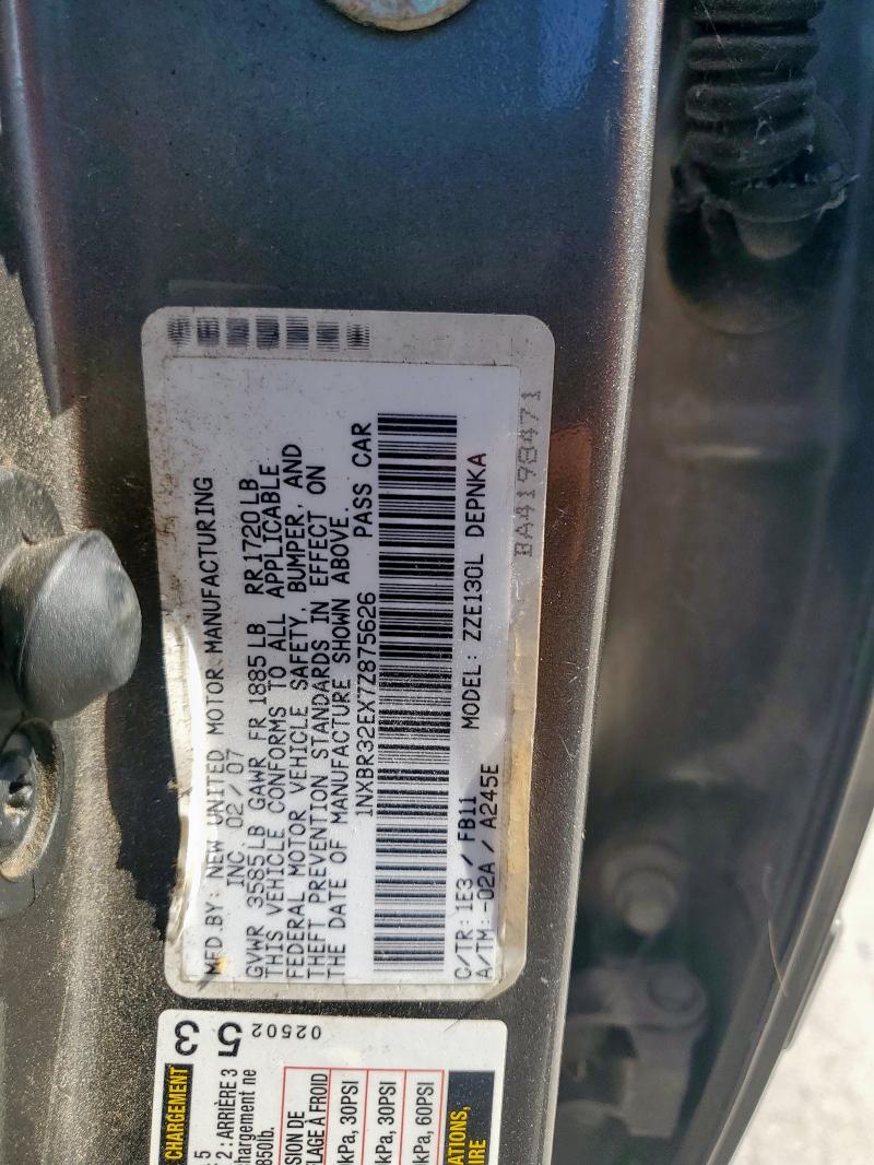 1NXBR32EX7Z875626 - 2007 TOYOTA COROLLA CE ვერცხლისფერი ფოტო 12