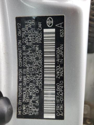 JTDKN3DU6C5483929 - 2012 TOYOTA PRIUS 银色 照片 12