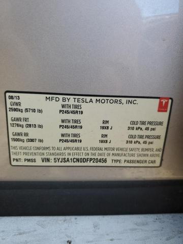 5YJSA1CN0DFP20456 - 2013 TESLA MODEL S SILVER photo 12