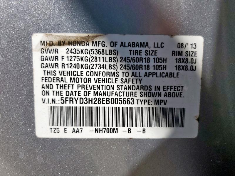 5FRYD3H28EB005663 - 2014 ACURA MDX 银色 照片 13
