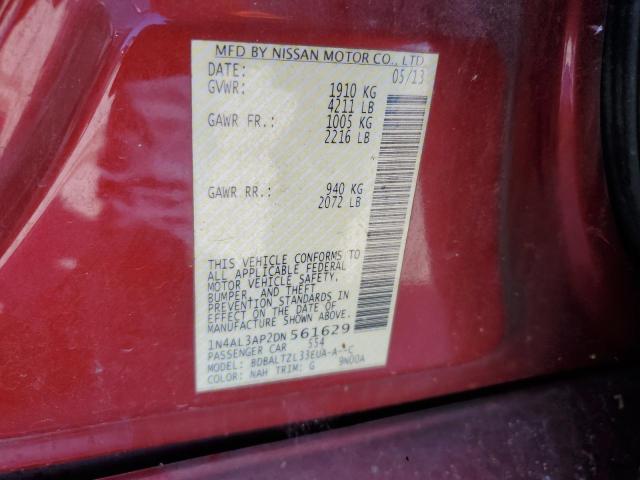 1N4AL3AP2DN561629 - 2013 NISSAN ALTIMA 2.5 Kırmızı fotoğraf 12