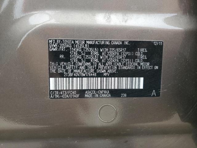 2T3BF4DV7BW176448 - 2011 TOYOTA RAV4 BROWN photo 13