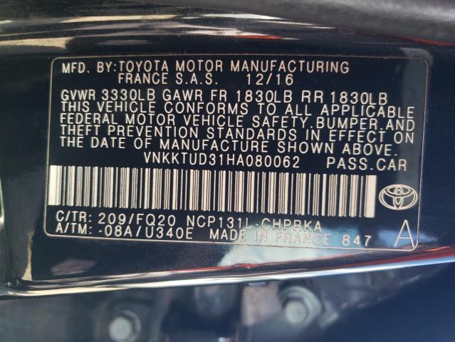 VNKKTUD31HA080062 - 2017 TOYOTA YARIS L BLACK photo 14