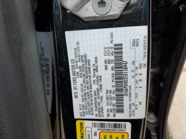 3FA6P0HD2ER158947 - 2014 FORD FUSION SE BLACK photo 12