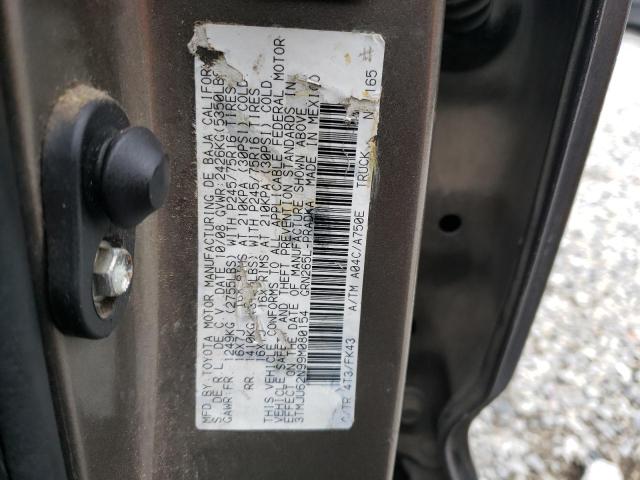 3TMJU62N99M080154 - 2009 TOYOTA TACOMA DOUBLE CAB PRERUNNER GRAY photo 12