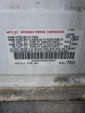 JA4AD2A34GZ020927 - 2016 MITSUBISHI OUTLANDER ES Blanco foto 12