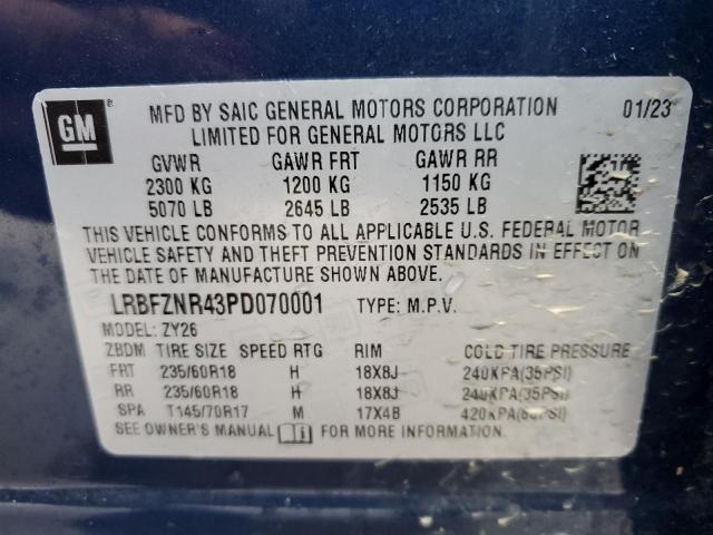 LRBFZNR43PD070001 - 2023 BUICK ENVISION ESSENCE BLUE photo 13