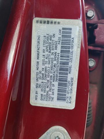 1NXBR12E01Z488644 - 2001 TOYOTA COROLLA CE أحمر صورة 12