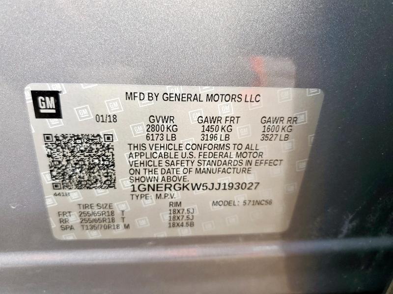 1GNERGKW5JJ193027 - 2018 CHEVROLET TRAVERSE LT Qəhvəyi foto 13