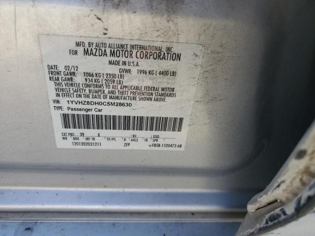 1YVHZ8DH0C5M28630 - 2012 MAZDA 6 I SILVER photo 12