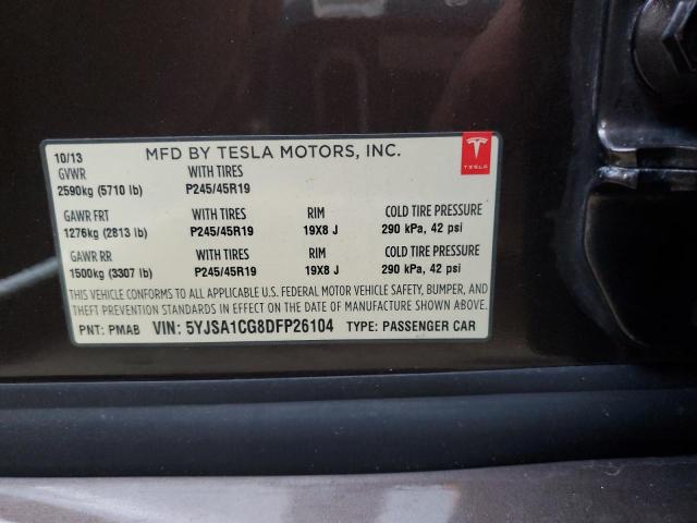 5YJSA1CG8DFP26104 - 2013 TESLA MODEL S Շագանակագույն լուսանկար 12