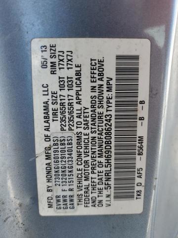 5FNRL5H69DB086243 - 2013 HONDA ODYSSEY EXL فضي صورة 13