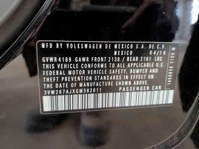 3VW267AJXGM362011 - 2016 VOLKSWAGEN JETTA S 黑色 照片 12