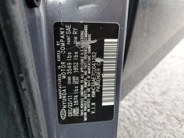 KMHCT5AE7CU041262 - 2012 HYUNDAI ACCENT GLS GRAY photo 12