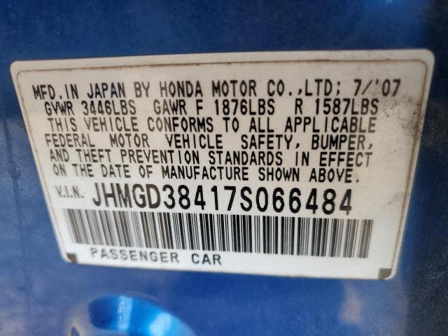JHMGD38417S066484 - 2007 HONDA FIT 蓝色 照片 13