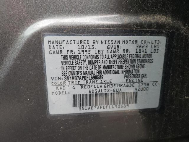 3N1AB7AP0FL690589 - 2015 NISSAN SENTRA S CHARCOAL photo 12