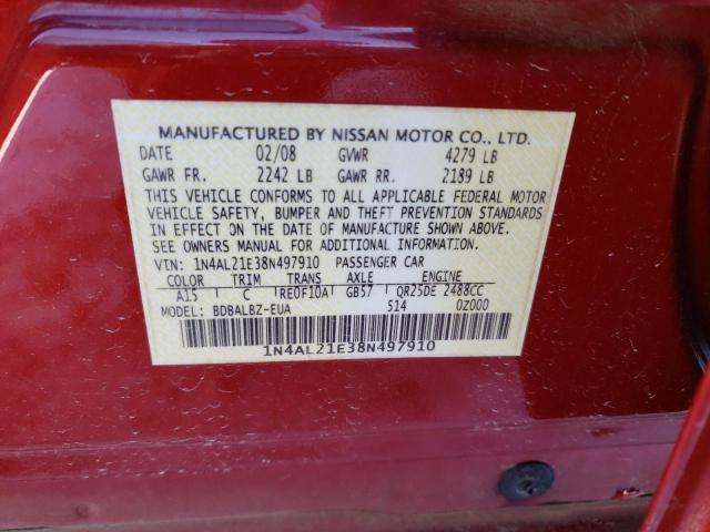 1N4AL21E38N497910 - 2008 NISSAN ALTIMA 2.5 RED photo 13