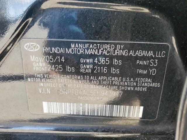 5NPEB4AC5EH943947 - 2014 HYUNDAI SONATA GLS BLACK photo 13