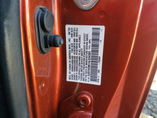 5J6YH28614L034303 - 2004 HONDA ELEMENT EX ORANGE photo 12