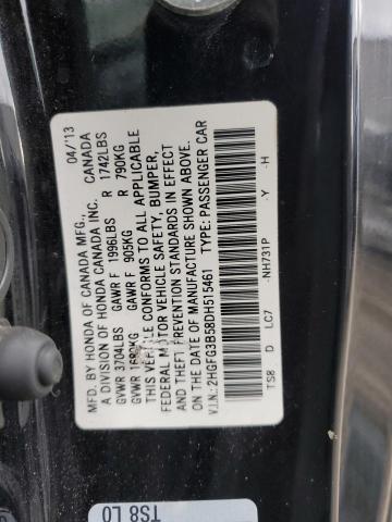 2HGFG3B58DH515461 - 2013 HONDA CIVIC LX BLACK photo 12