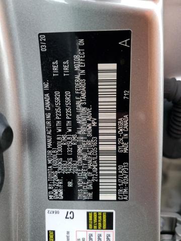 2T2JGMDA1LC051653 - 2020 LEXUS RX 450H SILVER photo 12