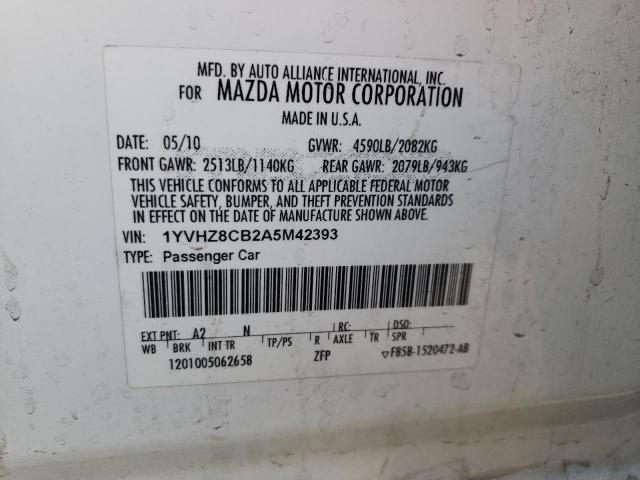 1YVHZ8CB2A5M42393 - 2010 MAZDA 6 S WHITE photo 13