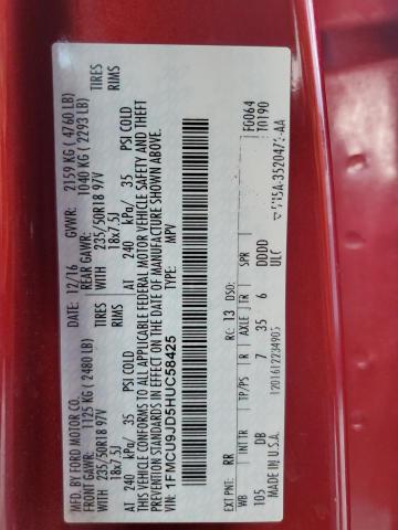 1FMCU9JD5HUC58425 - 2017 FORD ESCAPE TITANIUM RED photo 13