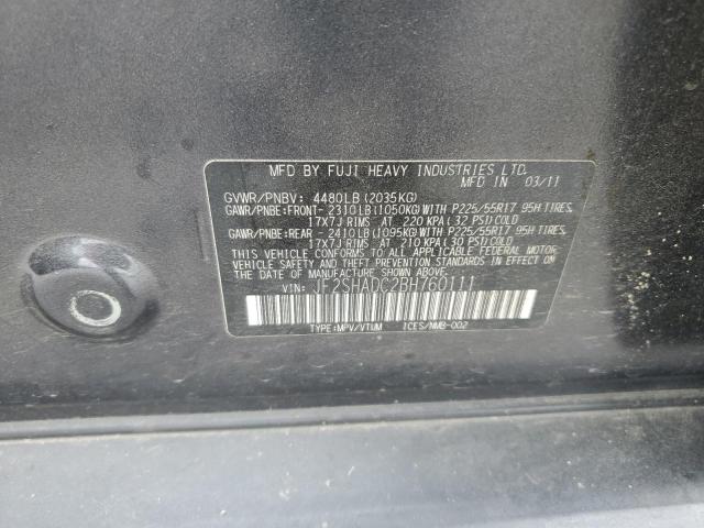 JF2SHADC2BH760111 - 2011 SUBARU FORESTER 2.5X PREMIUM CHARCOAL photo 13