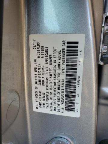 1HGCP2F33CA163490 - 2012 HONDA ACCORD LX SILVER photo 12