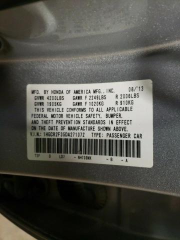 1HGCR2F35DA271072 - 2013 HONDA ACCORD LX SILVER photo 12