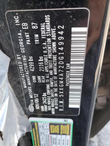 5XXGM4A72DG149942 - 2013 KIA OPTIMA LX BLACK photo 12