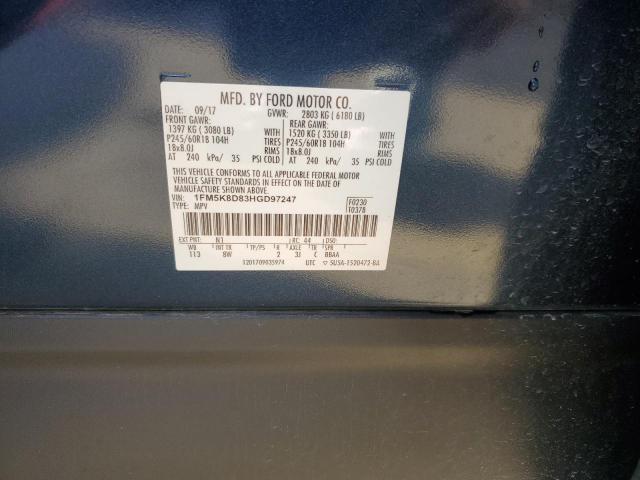 1FM5K8D83HGD97247 - 2017 FORD EXPLORER XLT Blau Foto 12