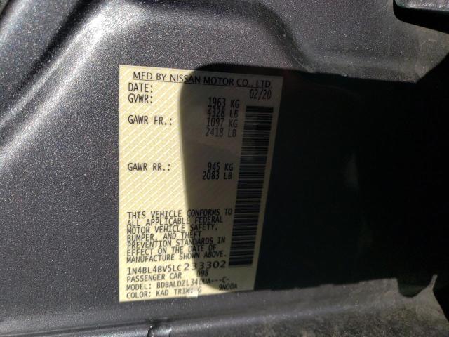 1N4BL4BV5LC233302 - 2020 NISSAN ALTIMA S GRAY photo 12