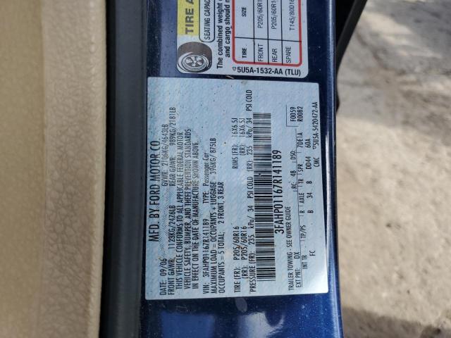 3FAHP01167R141189 - 2007 FORD FUSION SE BLUE photo 12
