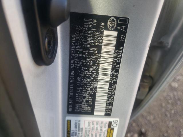 2T1BR32E75C498378 - 2005 TOYOTA COROLLA CE SILVER photo 12