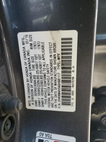 2HKRM4H54GH681117 - 2016 HONDA CR-V EX GRAY photo 13