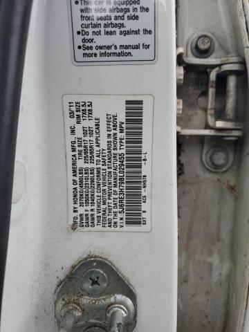 5J6RE3H79BL029455 - 2011 HONDA CR-V EXL WHITE photo 12