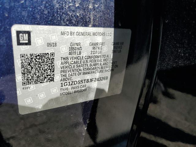 1G1ZD5ST8JF243269 - 2018 CHEVROLET MALIBU LT Bleu photo 12