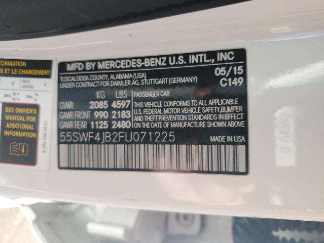 55SWF4JB2FU071225 - 2015 MERCEDES-BENZ C 300 WHITE photo 12