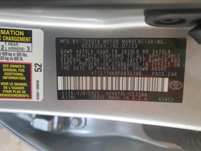 4T1G11AK8PU835196 - 2023 TOYOTA CAMRY SE NIGHT SHADE GRAY photo 12