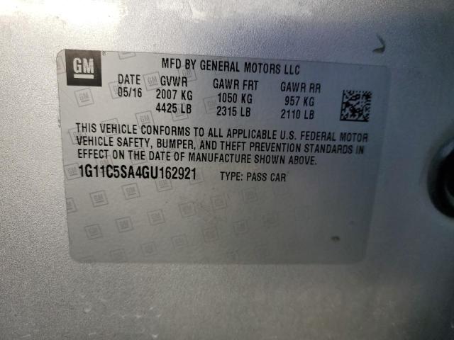 1G11C5SA4GU162921 - 2016 CHEVROLET MALIBU LIM LT 银色 照片 12